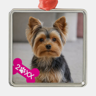 Personalised Pet Photo Paw Print Metal Tree Decoration