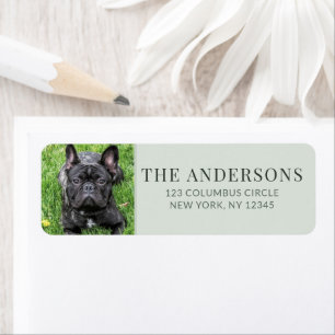 Personalised Pet Photo Sage Green Return Address 