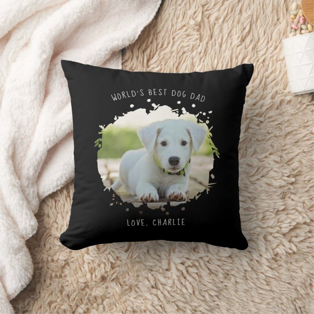 Personalised Pet Photo Splash World's Best Dog Dad Cushion (Blanket)
