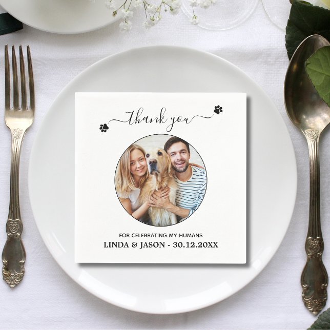 Personalised Pet Photo Thank You Dog Pet Wedding Napkin (Creator Uploaded)