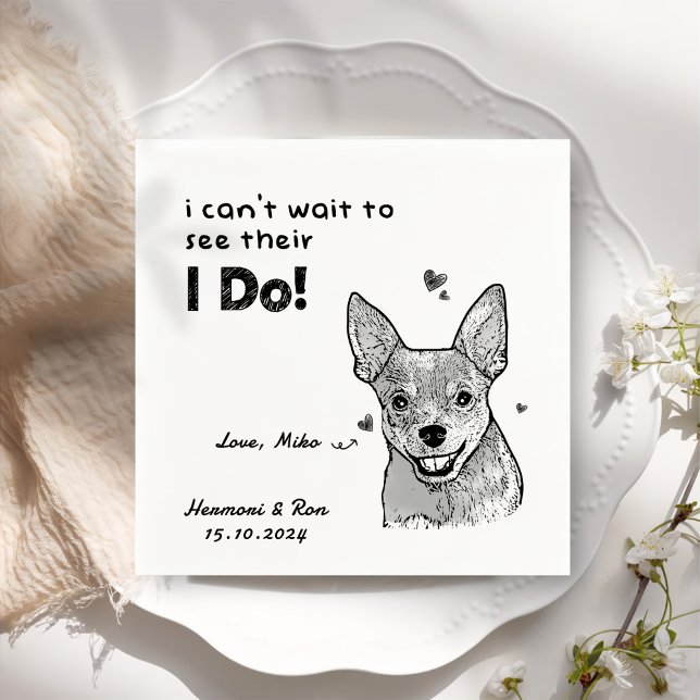 Personalised Pet Photo Thank You Dog Wedding Napkin (Creator Uploaded)