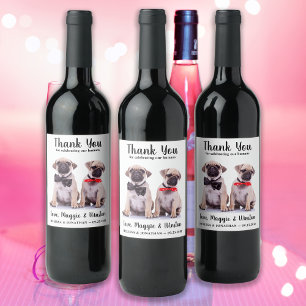 Personalised Pet Photo Thank You Dog Wedding Wine Label