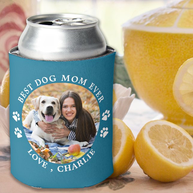 Personalised Pet Photo Trendy Best Dog Mum Ever Can Cooler (Creator Uploaded)