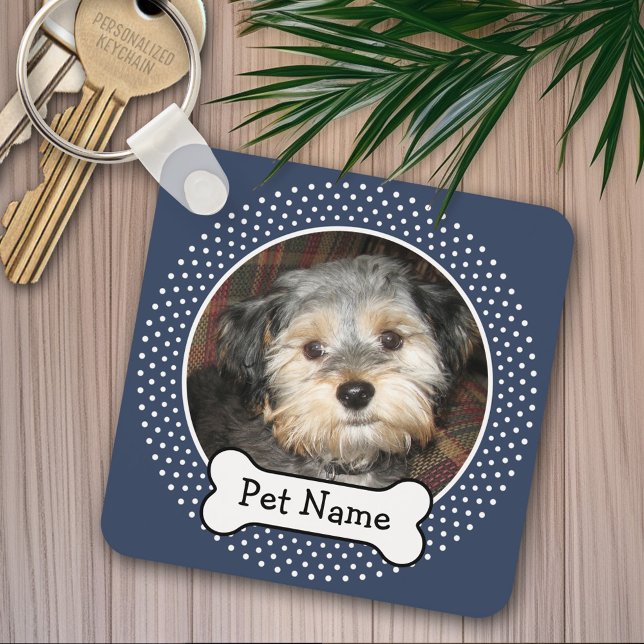 Personalised Pet Photo with Dog Bone Key Ring (Personalized keychain - add a pet photo)