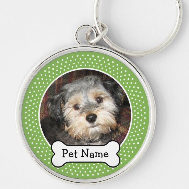 Personalised Pet Photo with Dog Bone Key Ring (Front)