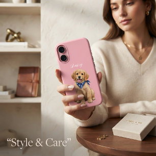 Personalised Pet Photo With Name Blossom Pink iPhone 16 Case