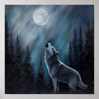 Personalised Pet Photo | Wolf Howling At The Moon