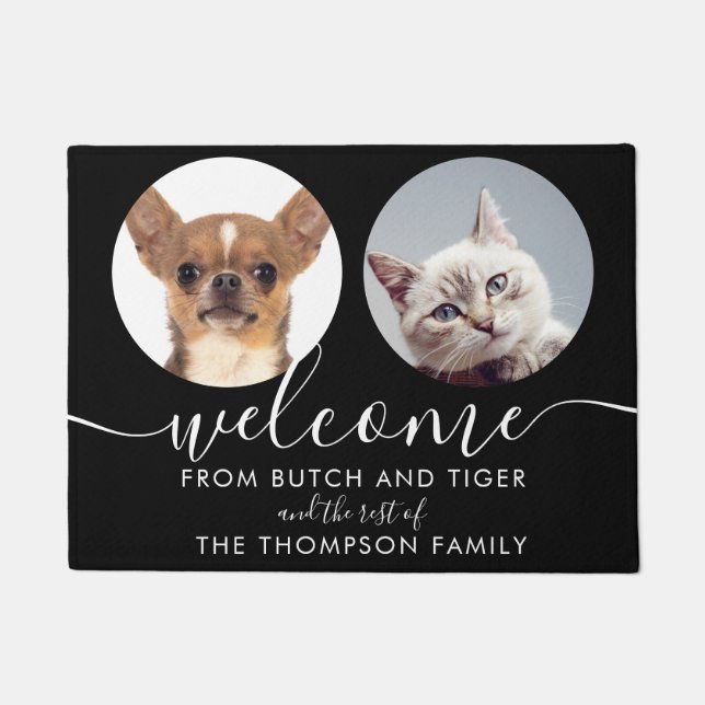 Personalised Pet Photos Family Name Doormat (Front)
