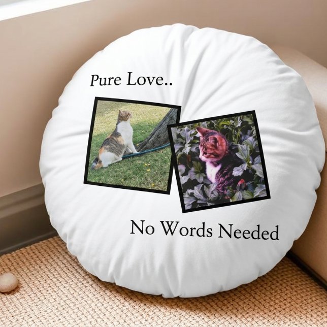 Personalised Pet Photos Round Pillow (Fully customizable round pillow with photos for pet lovers)
