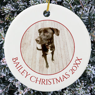 Personalised Pet Puppy Dog Christmas Photo Ceramic Tree Decoration