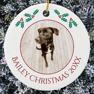 Personalised Pet Puppy Dog Christmas Photo Ceramic Tree Decoration