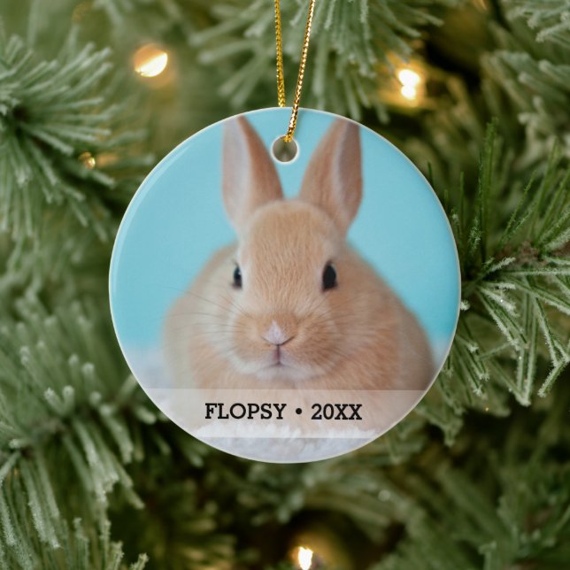 Personalised Pet Rabbit Photo Name Christmas Tree Ceramic Tree Decoration (Tree)