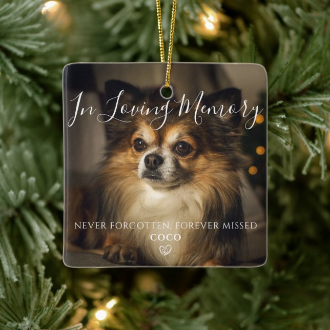 Personalised Pet Remembrance Memorial Dog Photo Ceramic Ornament (Tree)