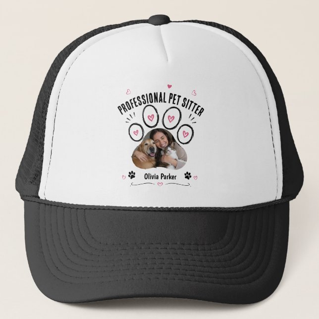 Personalised Pet Sitter Photo & Name  Trucker Hat (Front)