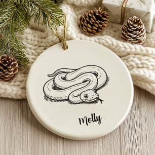 Personalised Pet Snake Christmas Ceramic Tree Decoration