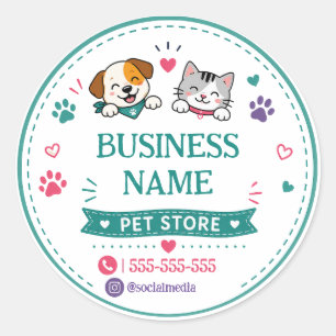 Personalised Pet Store Business Round Sticker  