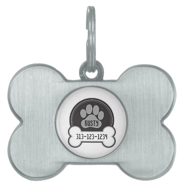 Personalised Pet Tag/Paw and Bone Tag (Front)
