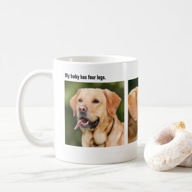 Personalised Pet Three Photo Coffee Mug (With Donut)
