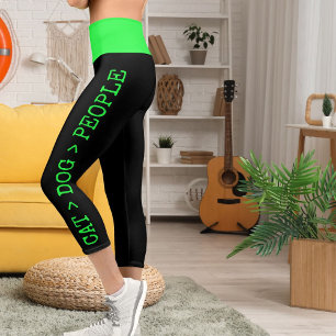 Personalised Pets Green Black Grunge Edgy Look Fun Capri Leggings