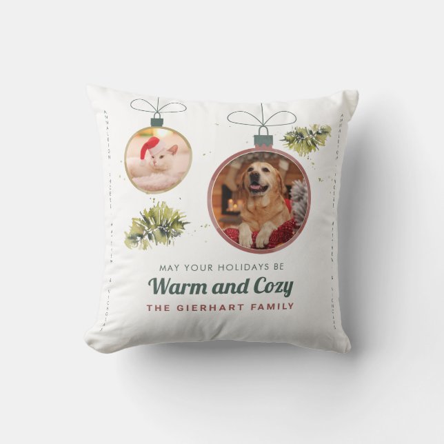 Personalised Pets Photos Christmas Holiday Custom Cushion (Front)