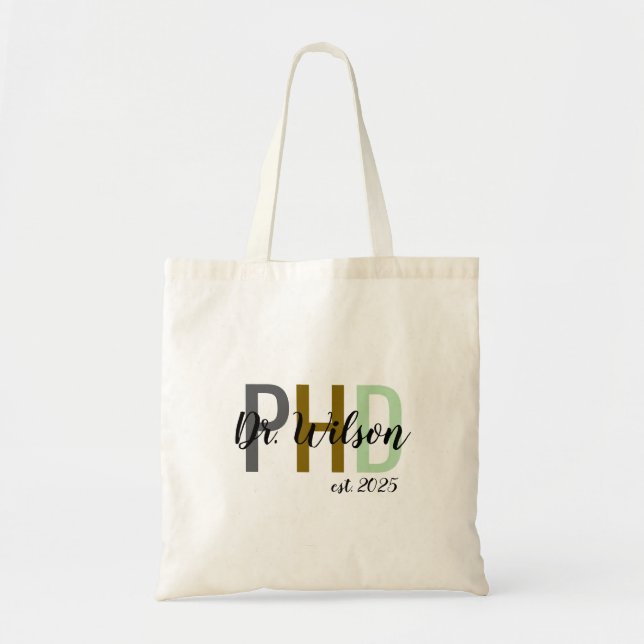 Personalised Ph.d Graduation Tote Bag, Custom Doct Bag (Front)