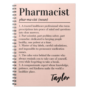 Personalised Pharmacist Definition Blush Pink Gift Notebook