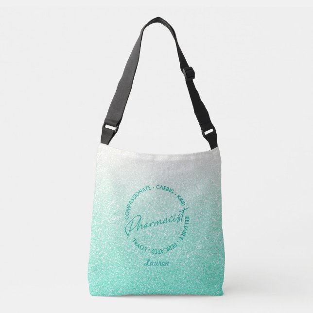  Personalised  Pharmacist Green Glitter Tote Bag (Front)