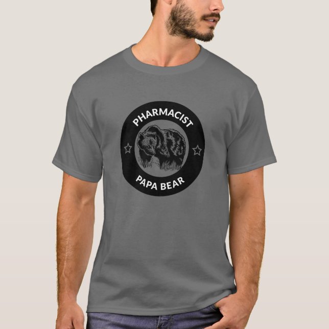 Personalised Pharmacist Papa Bear  T-Shirt (Front)