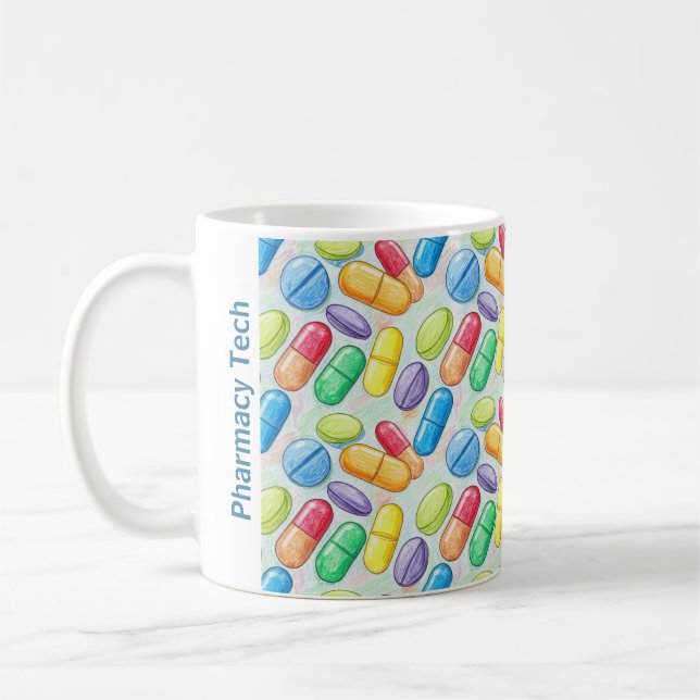 Personalised Pharmacy Mug with Bright Pencil Pill  (Left)
