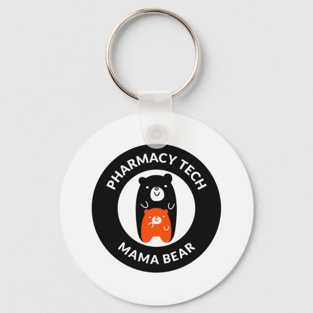 Personalised Pharmacy Tech Mama Bear Keychain (Front)