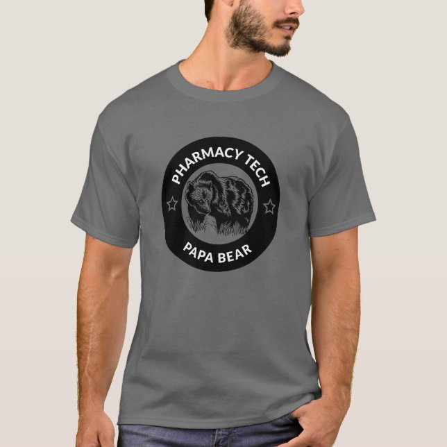 Personalised Pharmacy Tech Papa Bear Dad T-Shirt (Front)