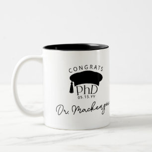 Personalised PhD Doctoral Degree Dr Graduation Two-Tone Coffee Mug