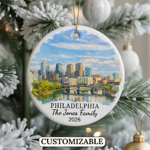 Personalised Philadelphia Ornament, Pennsylvania Ceramic Tree Decoration