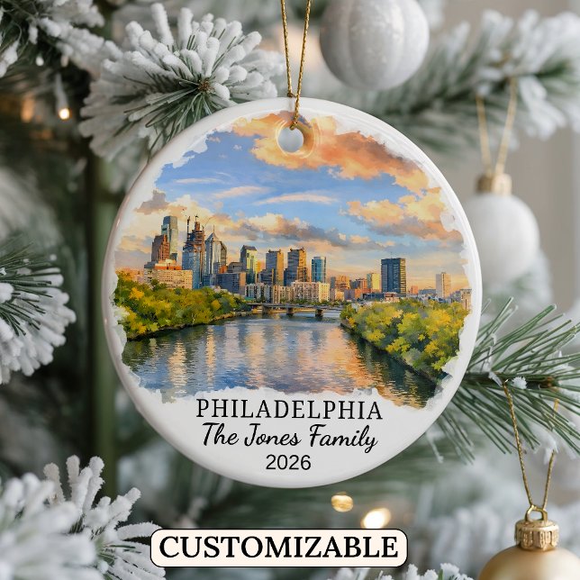 Personalised Philadelphia Ornament, Pennsylvania Ceramic Tree Decoration (Creator Uploaded)