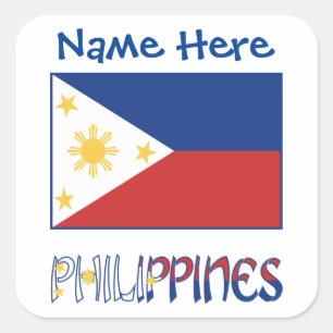 Personalised Philippines Flag Name Square Label