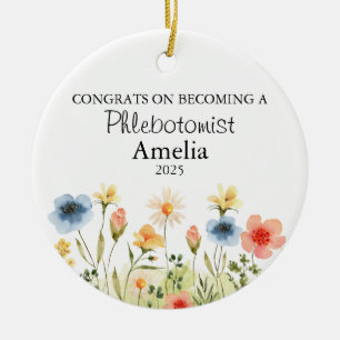 Personalised Phlebotomist Ornament, Graduation  Ceramic Tree Decoration