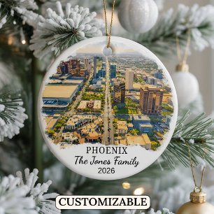 Personalised Phoenix Ornament, Custom Arizona Ceramic Tree Decoration