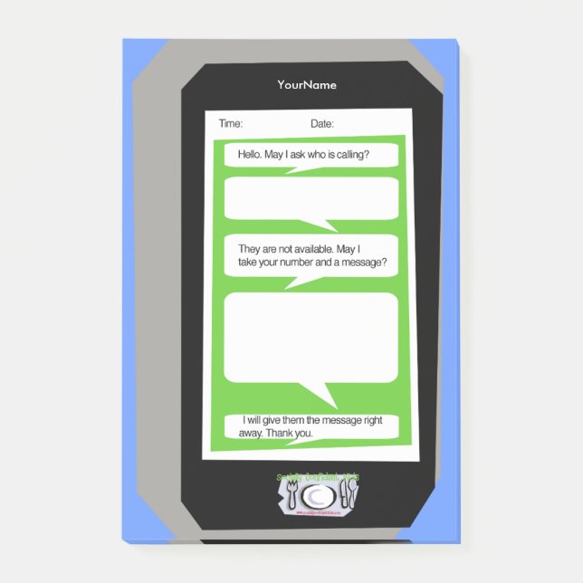 Personalised Phone Message Pad on Post It Note (Front)