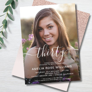 Personalised Photo 30th Birthday Party Thirty Invitation