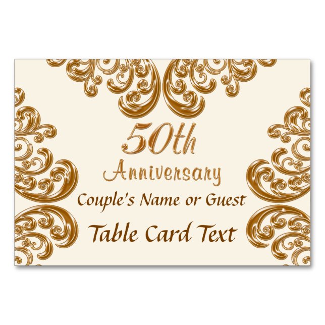 Personalised Photo 50th Anniversary Place Cards (Front)