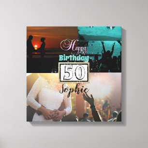 Personalised Photo 50th Birthday Collage Canvas Print