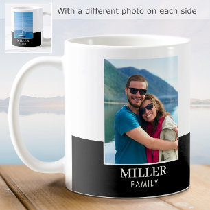 Personalised Photo Add Your Own Name Black Coffee Mug