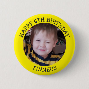 Personalised Photo, Age and Name Birthday  6 Cm Round Badge