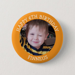 Personalised Photo, Age and Name Birthday 6 Cm Round Badge