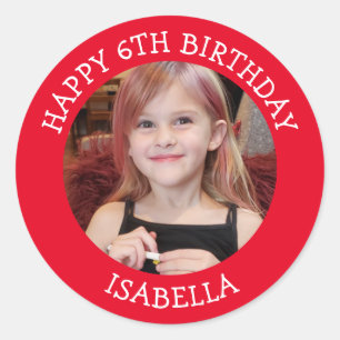 Personalised Photo, Age and Name Birthday Classic Round Sticker