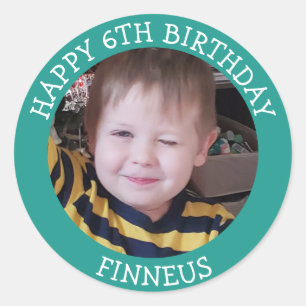 Personalised Photo, Age and Name Birthday Classic Round Sticker