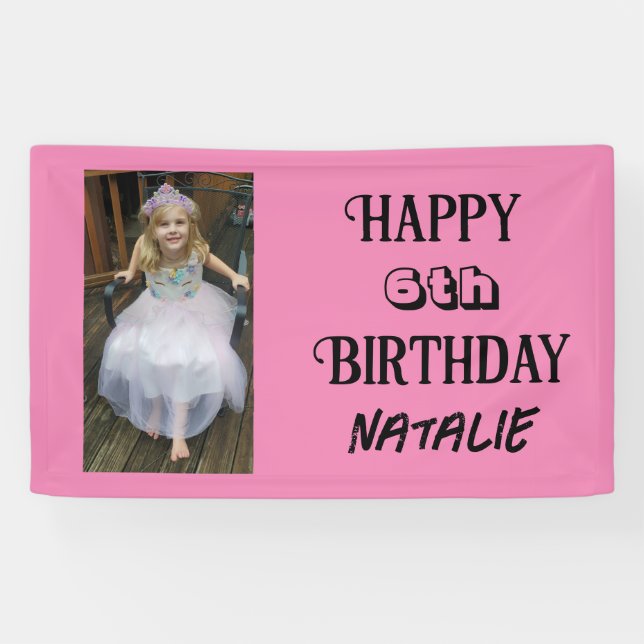 Personalised Photo and Age Happy Birthday Banner (Horizontal)
