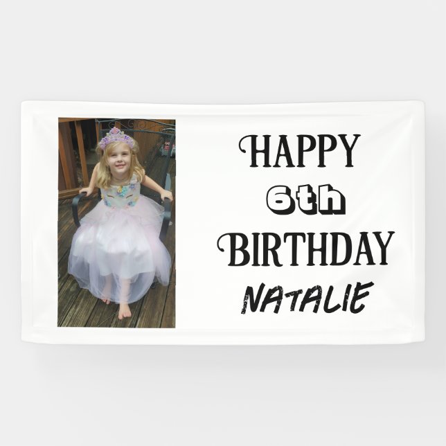 Personalised Photo and Age Happy Birthday Banner (Horizontal)