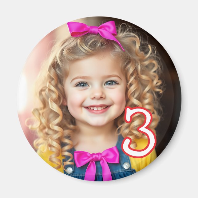 Personalised Photo and Age Refrigerator  Magnet (Front)