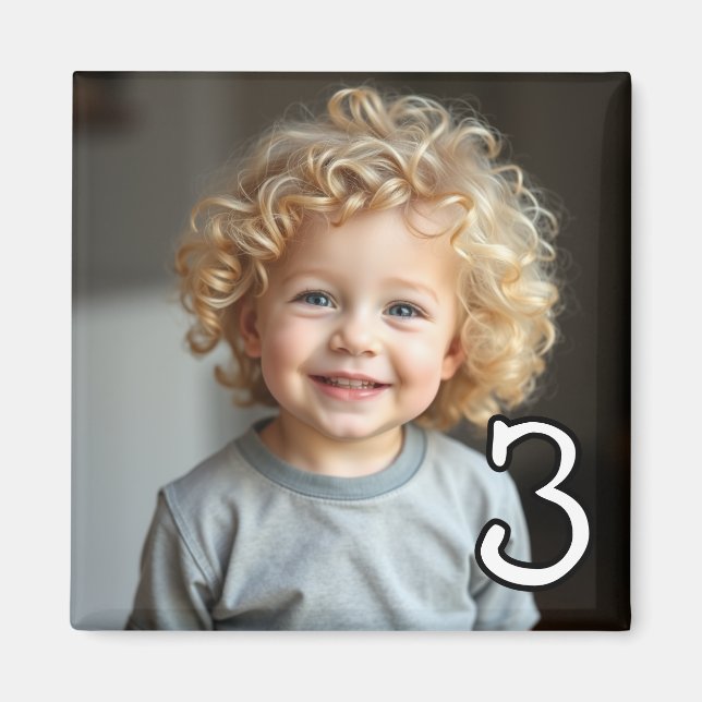 Personalised Photo and Age Refrigerator  Magnet (Front)